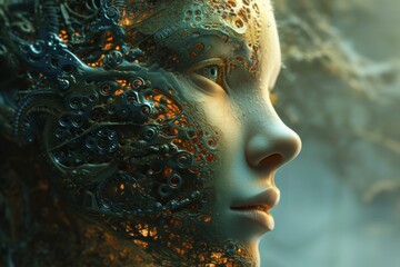 Poster - Artificial intelligence and human brain , AI generated