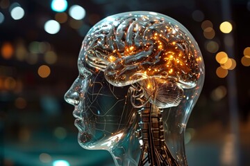 Poster - Artificial intelligence and human brain , AI generated