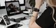© Ben - Modern Workspace with Laptop and Smartwatch, showcasing a tech-savvy environment for productivity and efficiency, highlighting digital tools and a stylish home office setup