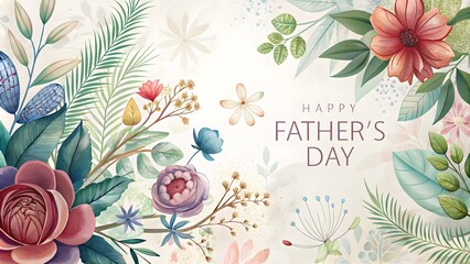 Heartfelt Father's Day Wishes on a Lovely Floral Background, Text, Poster, Gift, Card, Poster, Post