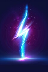 Leinwandbilder - Abstract Neon Lightning Bolt in a Futuristic Design, showcasing vibrant and dynamic energy with bright blue and purple hues, symbolizing power and electric force, Generative AI