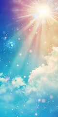 Hot Graphic. Bright Sunlight Shining on Summer Nature Abstract Sky Background