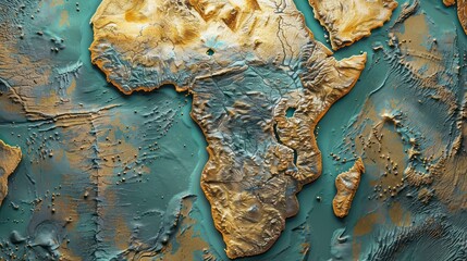 Africa continent view from a satellite, diverse topography of Africa
