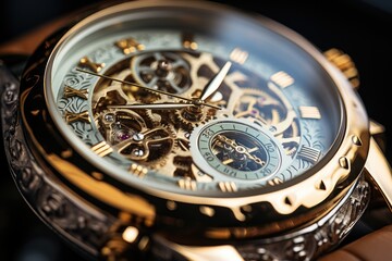 Aufkleber - Highly detailed mechanical watch movement with visible gears and ruby bearings