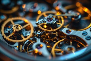 Aufkleber - Close-up of an intricate mechanical watch movement