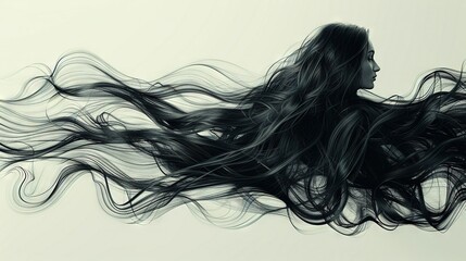 Wall Mural -   A woman flies through the air, her hair streaming behind her like a wind-swept mane