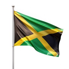 Wall Mural - The Flag of Jamaica Flying in the Wind. Generative AI