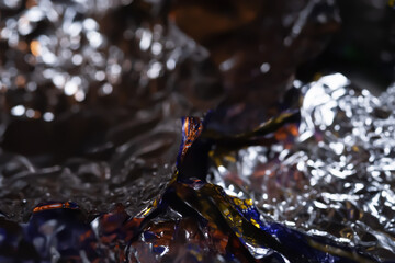 Wall Mural - Abstract texture. Aluminium foil. Shiny crumpled foil