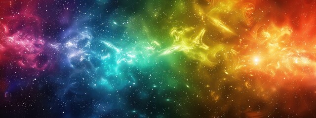 Texture with halogen effect, featuring rainbow colors and a space-themed background.