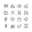 © Tatiana - Agriculture and Farming, linear style icon set. Farm, crops, livestock, machinery and rural scenery. Planting to harvesting yields. Farmer, produce and the cultivation lifestyle. Editable stroke width