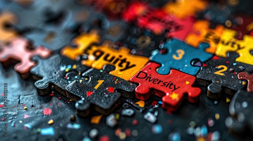 Diversity and equity. A detailed view of a single puzzle piece ...