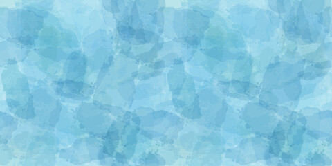 Sticker - Watercolor seamless pattern. Vector cloud sky print. Blue transparent brush stains texture.