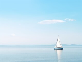  Sailboat on Calm Blue Sea