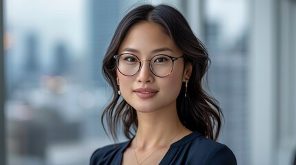 Portrait of a beautiful young woman wearing glasses