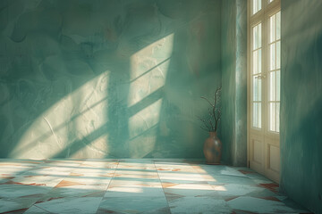 Poster - A shadow shifting shapes with the movement of light. Concept of perception and change. Generative Ai.