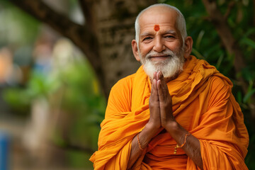 Portrait Photo of a Hindu Monk, Brahman, Generative AI