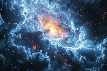 A cosmic beacon pulsing rhythmically in the darkness, a neutron star spinning with relentless precision. Concept of stellar remnants. Generative Ai.