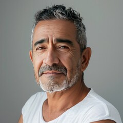 Wall Mural - Portrait Headshot of a Middle Age Hispanic Man on a Grey Background 