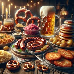 spread of hearty german food