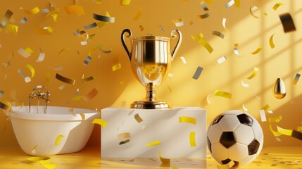 Wall Mural - soccer cup on a podium