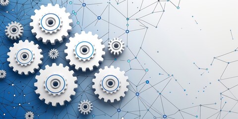 Aufkleber - Gears and Data Visualization Integrated in a Modern Design, Illustrating the Precision and Efficiency of Industrial Engineering and Automated Systems, Generative AI