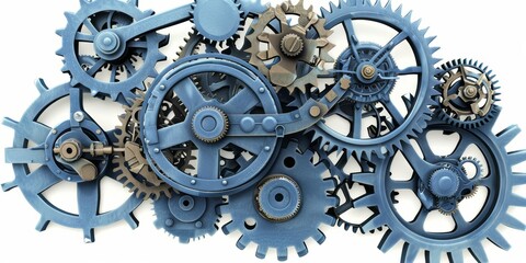 Aufkleber - A Detailed Array of Interlocking Gears and Cogwheels, Showcasing the Precision and Teamwork Required in Modern Industrial and Mechanical Engineering, Generative AI