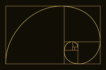 Golden ratio. Fibonacci number, section, divine proportion, spiral. Modern illustration.