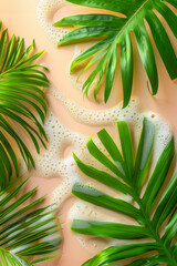Wall Mural - Green tropical palm leaves