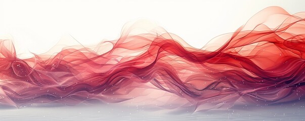 A red wave of smoke on a white background