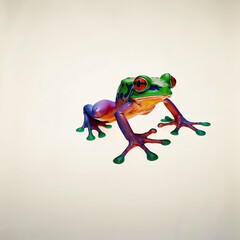 Wall Mural - Watercolor frog illustration isolated on white background. Amphibian animal art.