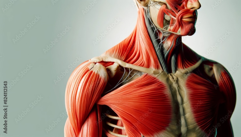Detailed muscle anatomy illustration of the human body, showing muscle ...
