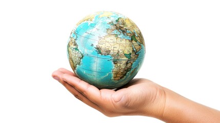 Canvas Print - holding globe white background