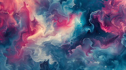 abstract background made of blue, pink, white and black inky smoky clouds, waves and swirls, wide 16:9