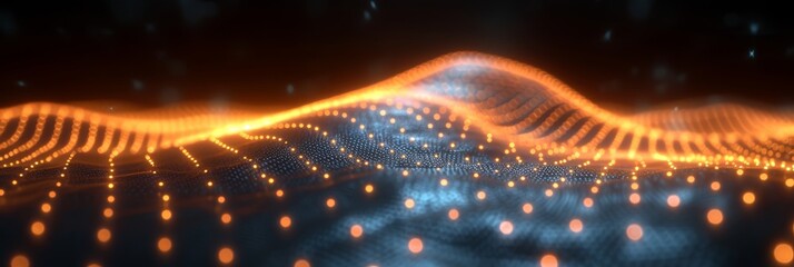 Poster - vibrant light wave featuring an abstract pattern of rainbow dots in a colorful Moebius formation.