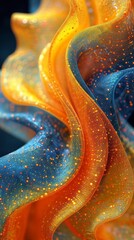 Leinwandbilder - colorful wavy glass art with glittering orange and blue swirls