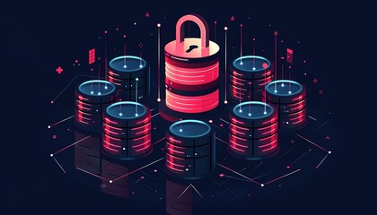 Visualize database with a lock icon for data security