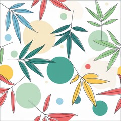 Wall Mural - seamless pattern with leaves