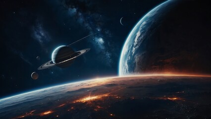 space view earth and moon