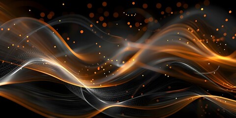 Wall Mural - abstract background created by black particle wave with shining star dots. concept particle wave, sh