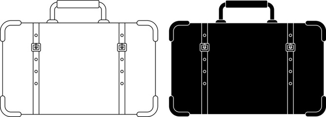 Wall Mural - outline silhouette briefcase icon set