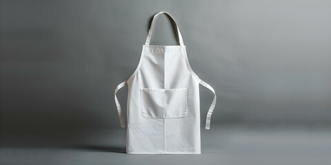 Wall Mural - Mockup of a white apron on a blank background for showcasing products and branding. Concept Product Display, Brand Promotion, White Apron Mockup, Photography Props