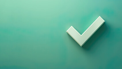 Poster - Single check mark on aquamarine background