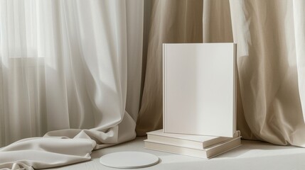 A white book mockup with no text. The cover features white paper texture.