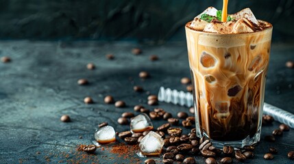 Wall Mural - Isolated ice latte concept