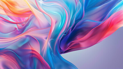 Poster - Abstract background. Colorful twisted shapes in motion. Digital art for poster, flyer, banner background or design element. Soft textures on pastel background.