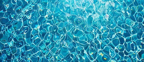 Wall Mural - Crystal clear blue water texture with bubbles, capturing the essence of freshness and purity. Ideal for backgrounds, summer themes, and aquatic designs.