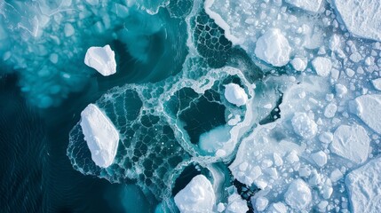 Poster - Aerial View of a Blue Ice Hole in Antarctica, To showcase the breathtaking and mysterious beauty of polar landscapes