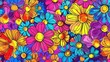 © furyon - psychedelic flower power background colorful tiedye daisies retro hippie illustration