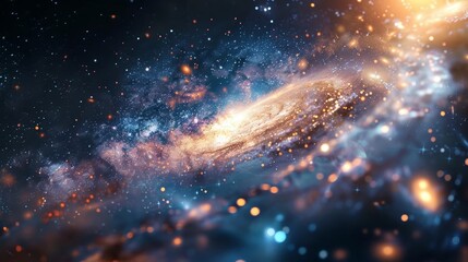 Wall Mural - Illustrate a depiction of dark matter as a mysterious, invisible force interacting with visible galaxies in the universe, Close up