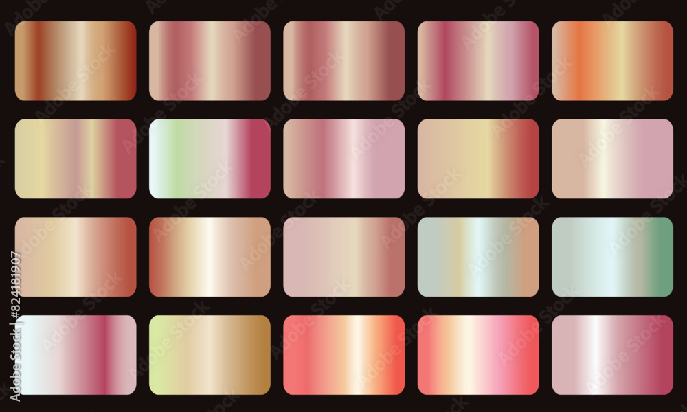 pink gradients metallic gradients set, Realistic pink gold gradient ...